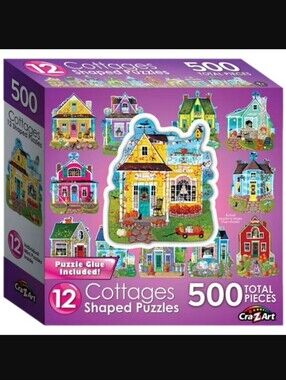 Crazart Cottage Shaped Puzzles 500 Total Pieces